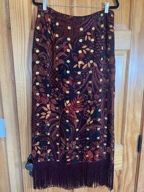 Farm Rio x Anthropologie Sheer Fringe Slip Skirt